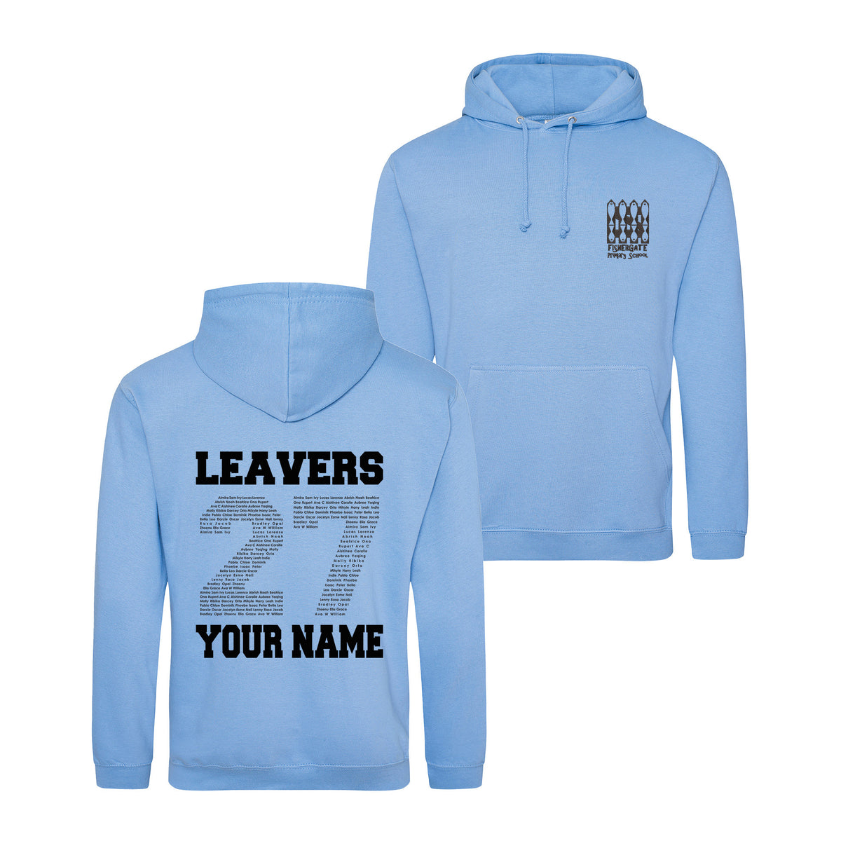 Fishergate School Leavers Hoodie (with Name) | CORNFLOWER
