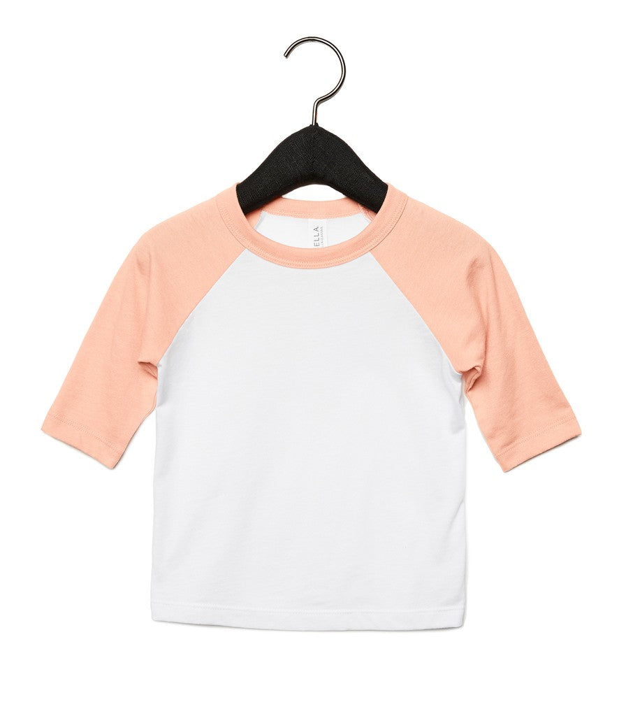 Toddler 3/4 Sleeve Baseball Tee | WHITE/HEATHER PEACH