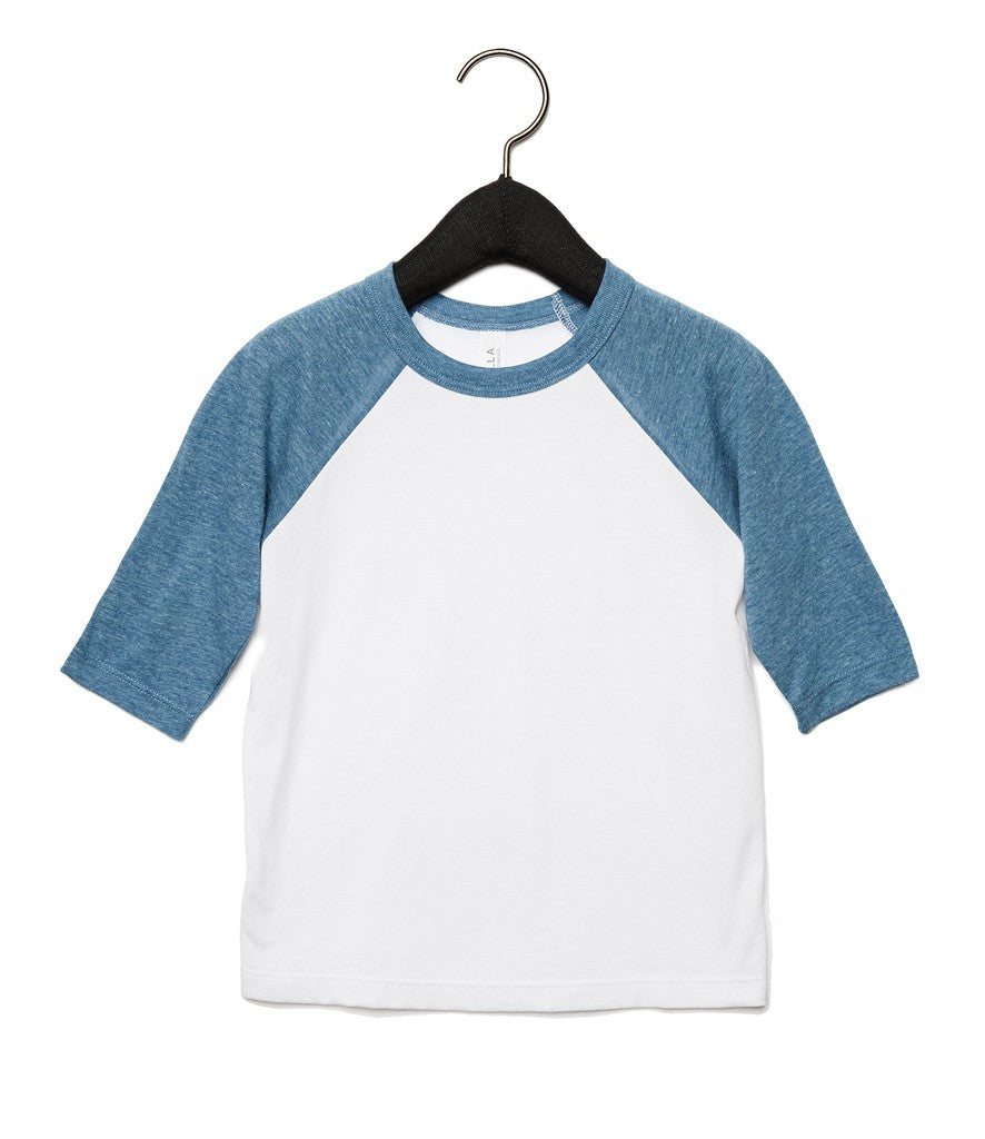 Toddler 3/4 Sleeve Baseball Tee | WHITE/DENIM
