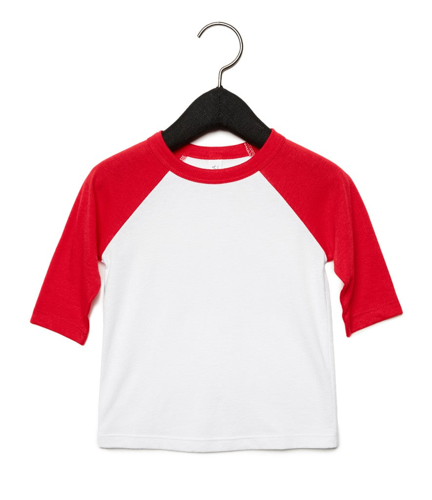 Toddler 3/4 Sleeve Baseball Tee | WHITE/RED