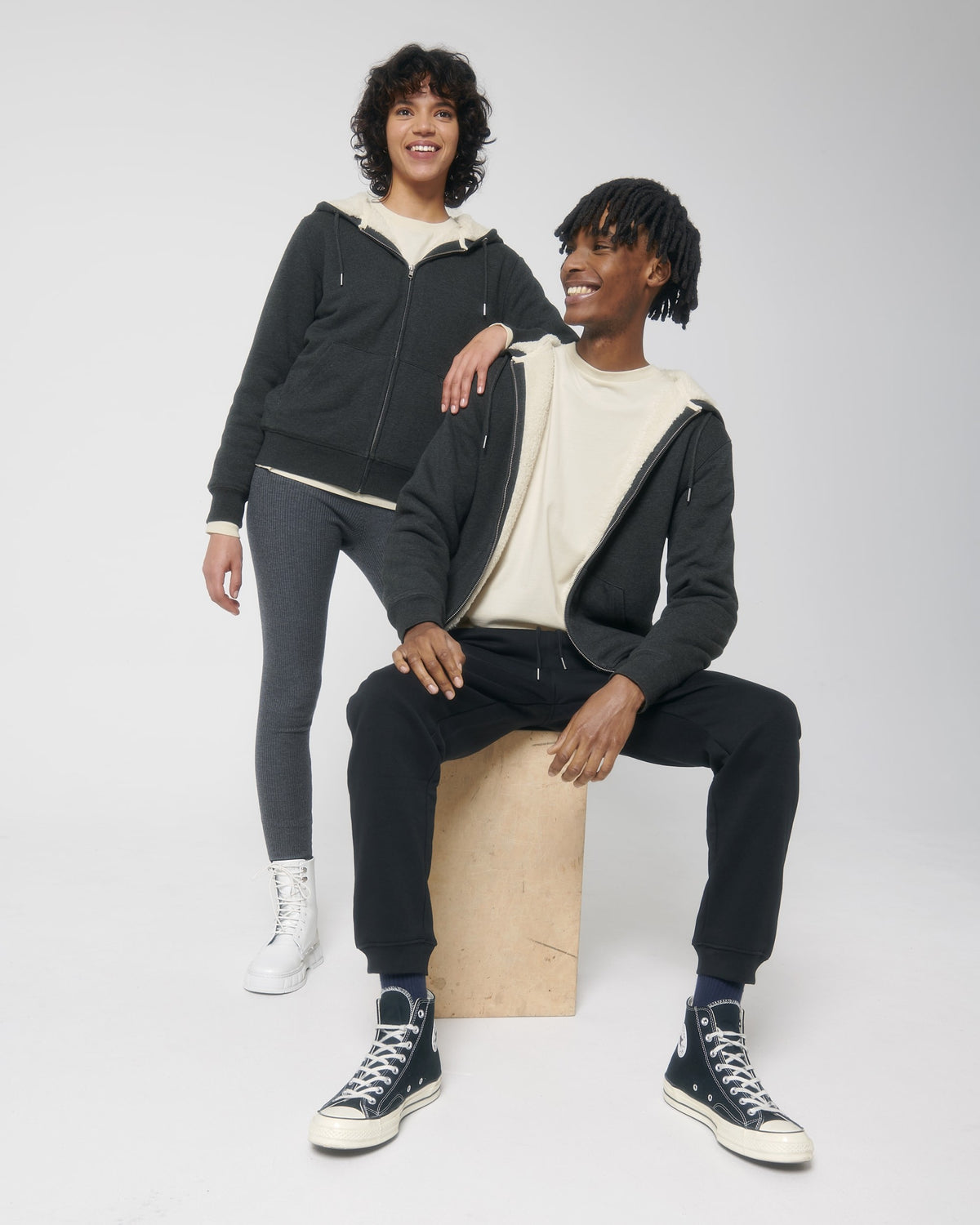 Unisex Hygger Sherpa Zip-Through Sweatshirt | BLACK