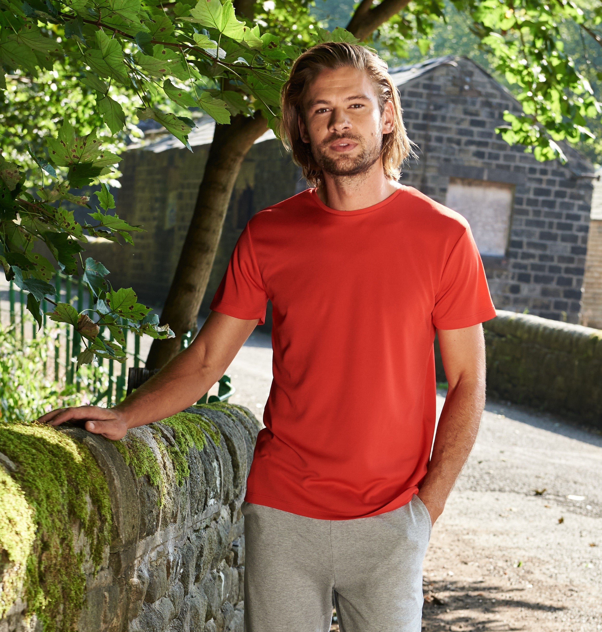 Ambaro Recycled Sports T-Shirt | FIRE RED