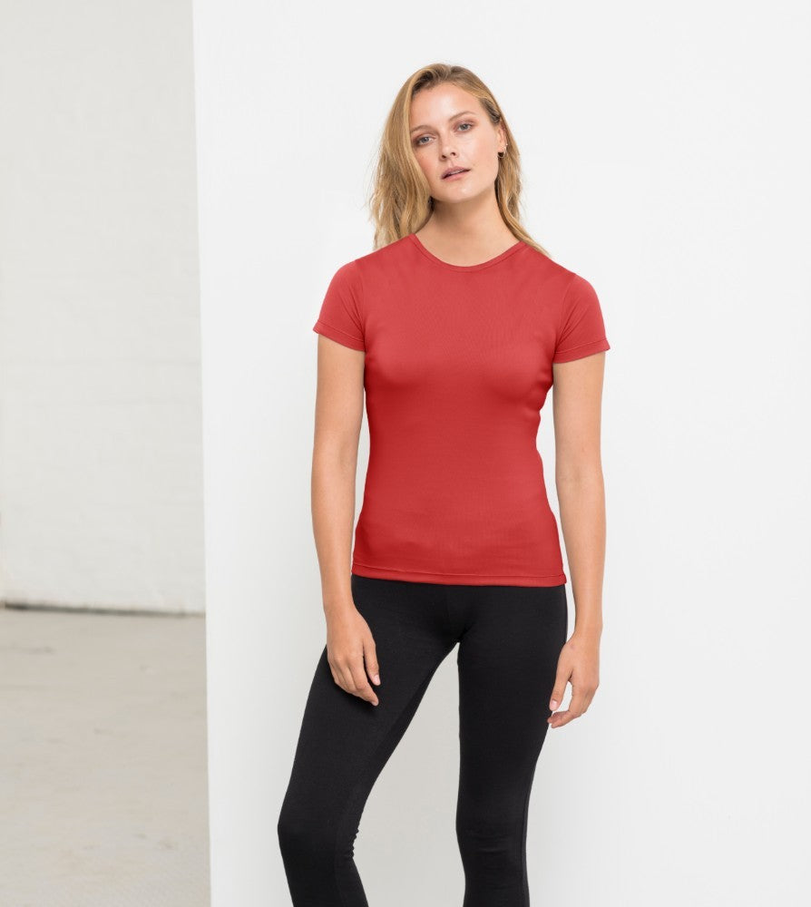 Ladies Ambaro Recycled Sports T-Shirt | FIRE RED