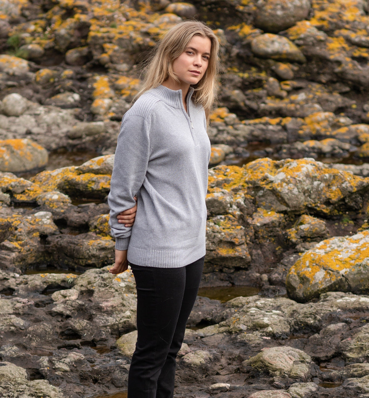 Wakhan Quarter Zip Regen Knit Sweater | CHARCOAL