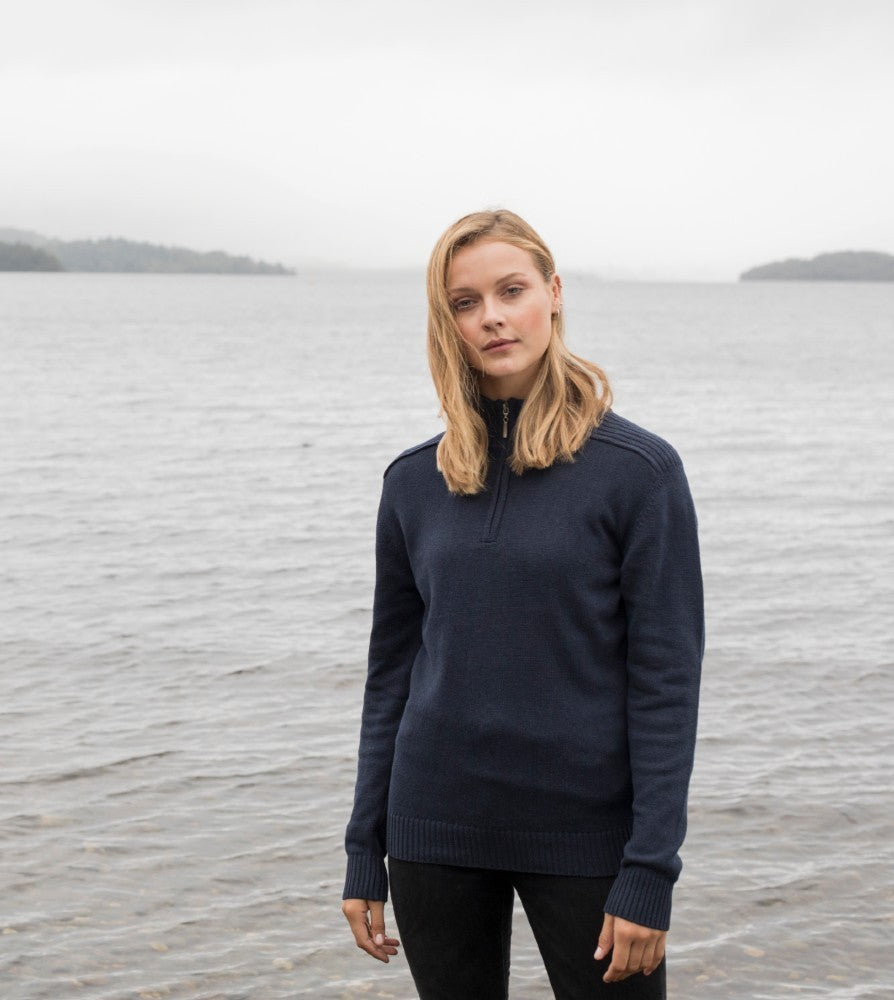 Wakhan Quarter Zip Regen Knit Sweater | BLACK
