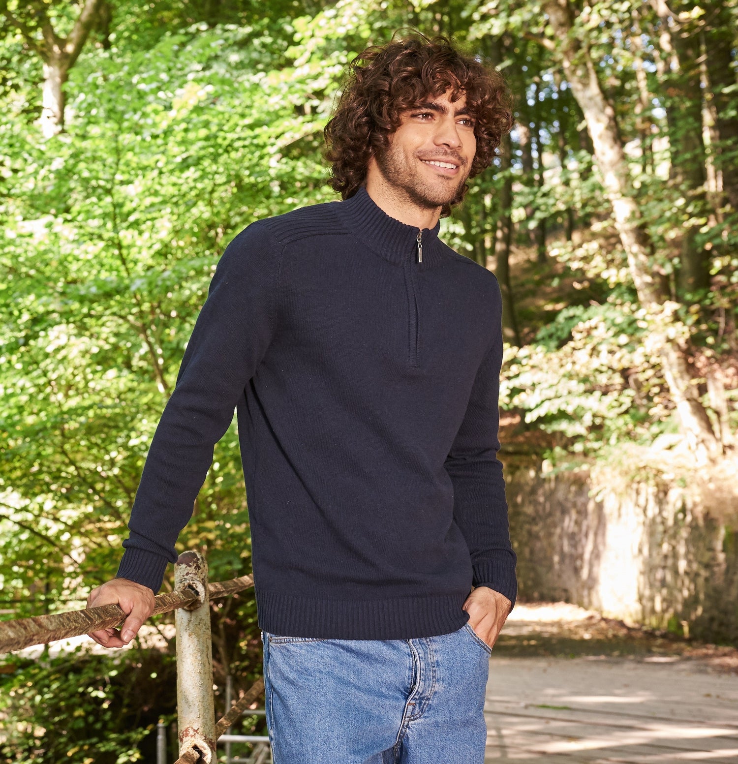 Wakhan Quarter Zip Regen Knit Sweater | BLACK