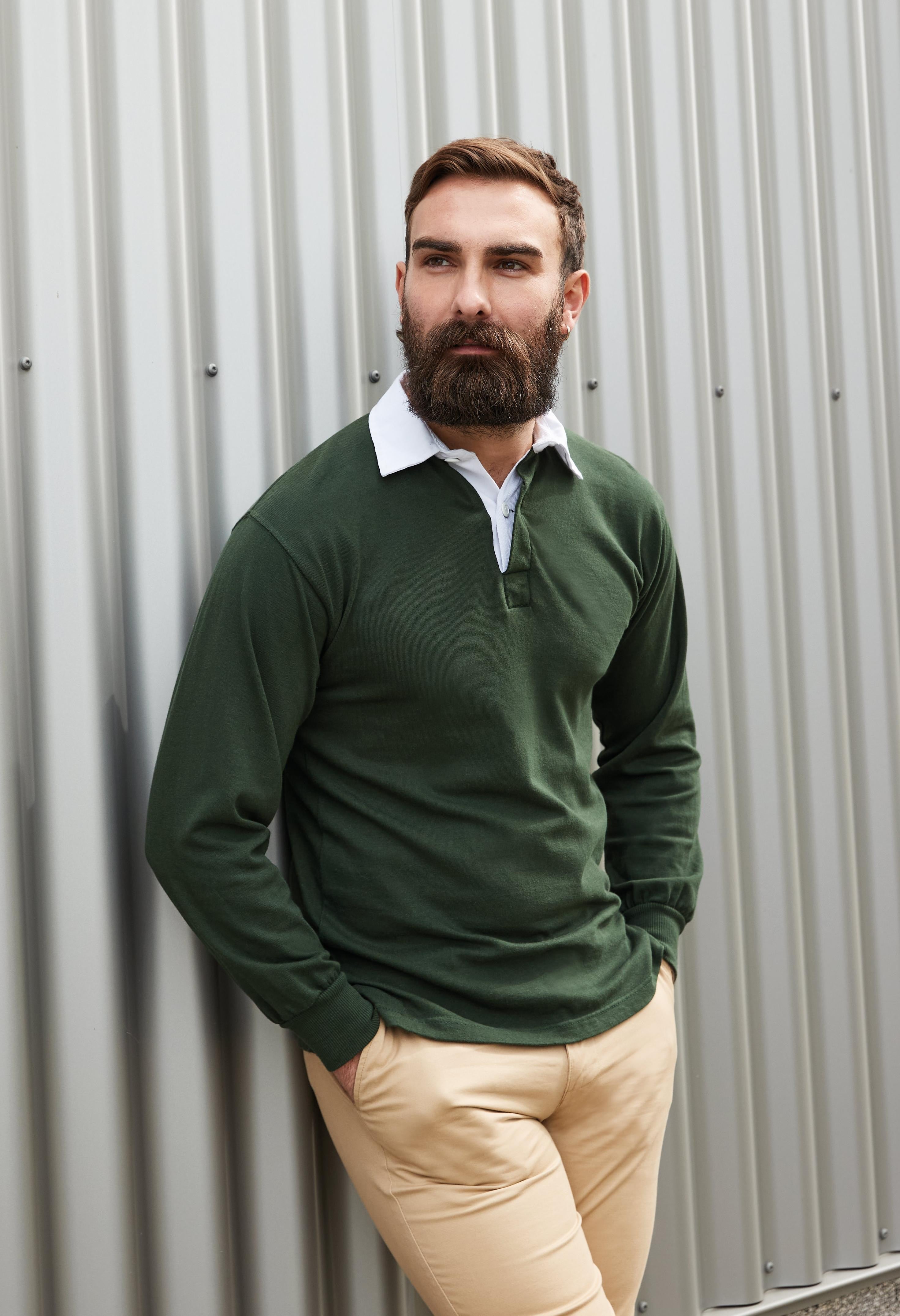 Long Sleeve Plain Rugby Top | NAVY