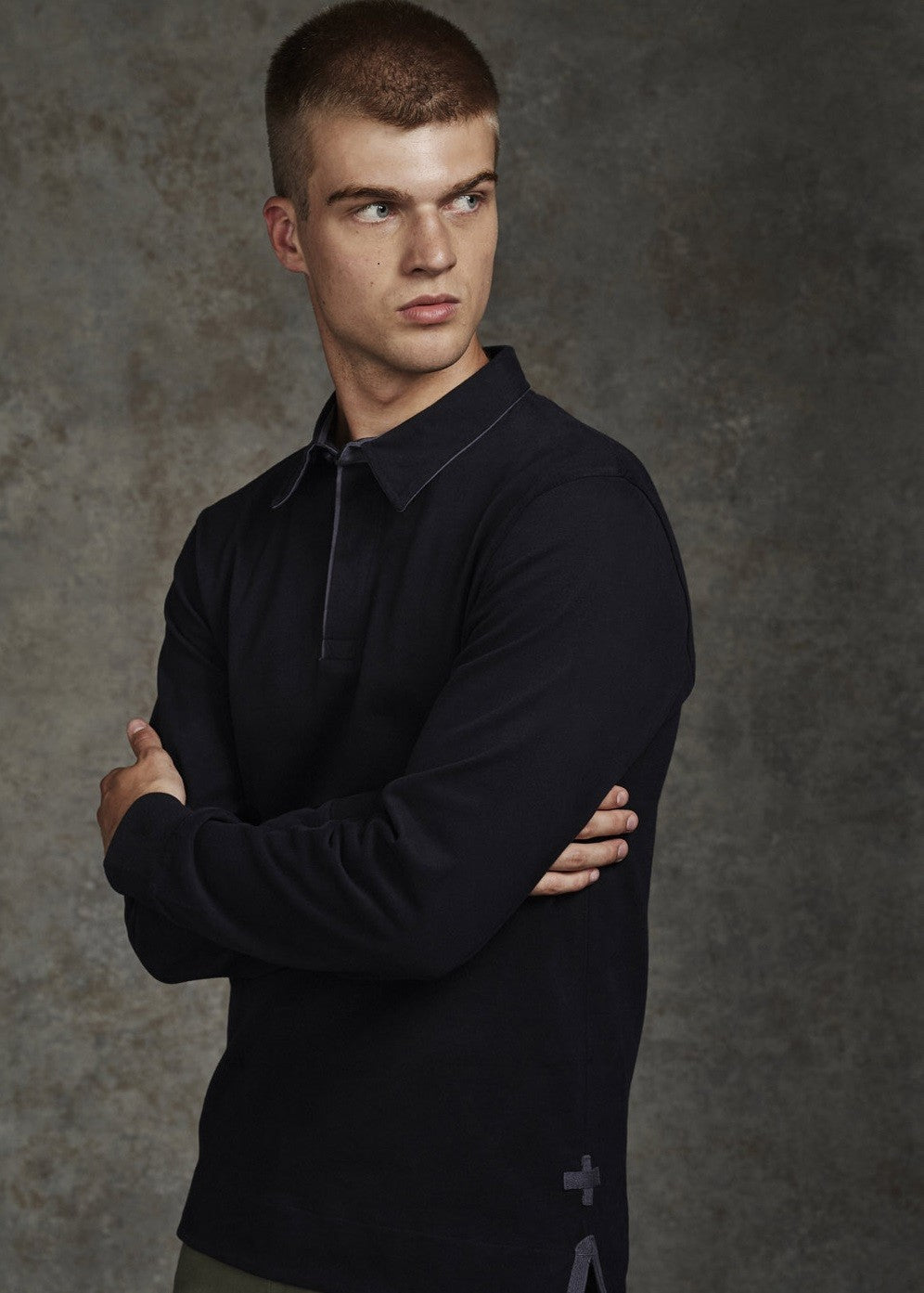 Brushed Long Sleeve Rugby Shirt | NAVY