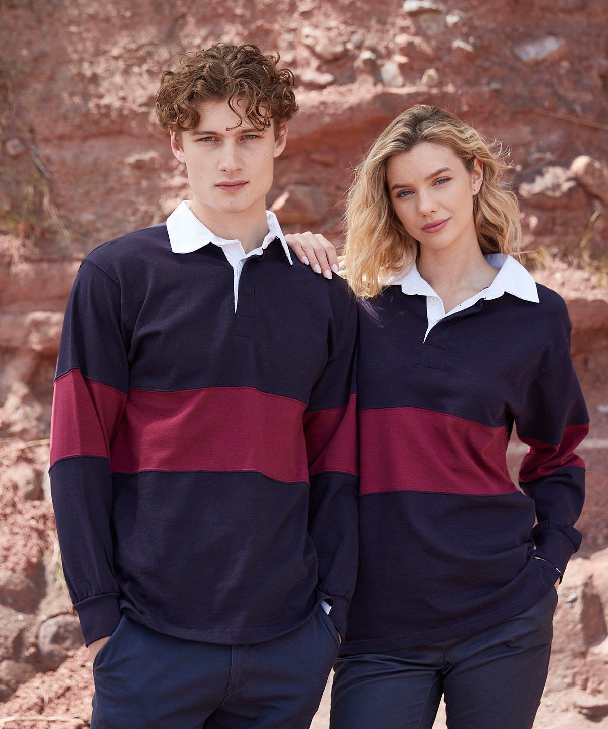 Panelled rugby shirt | BOTTLE/WHITE