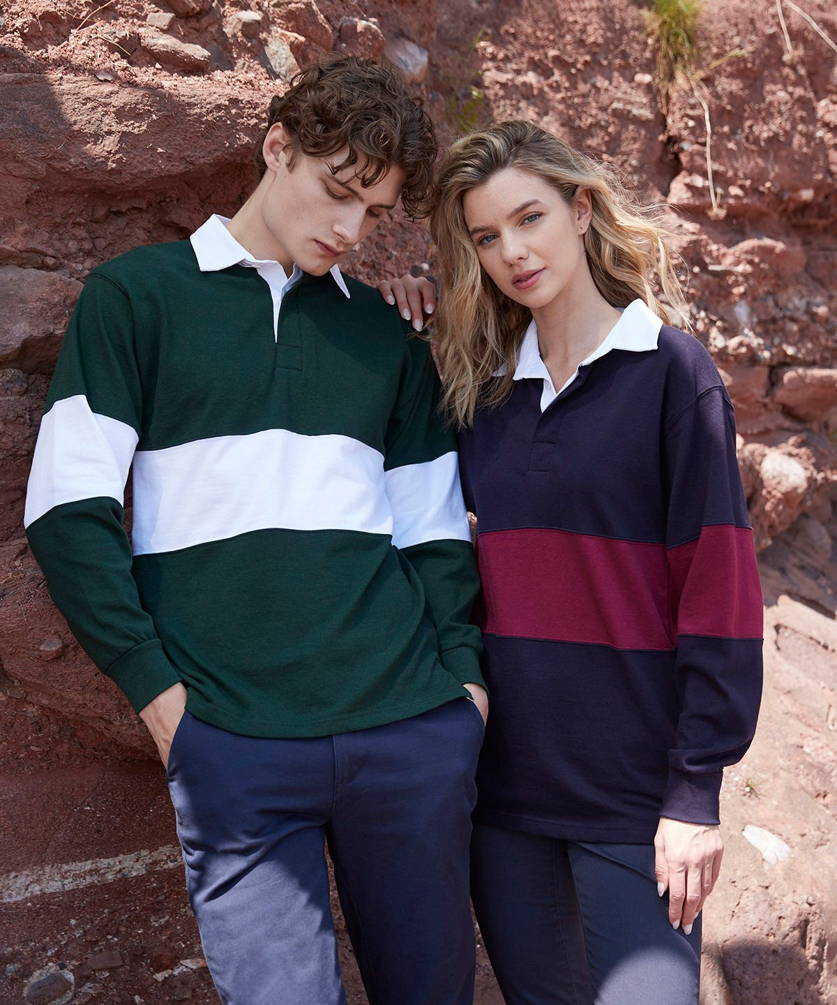 Panelled rugby shirt | BOTTLE/WHITE