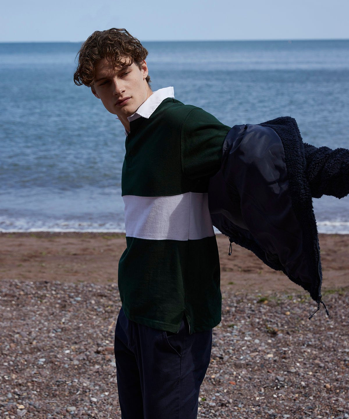 Panelled rugby shirt | NAVY/BURGUNDY