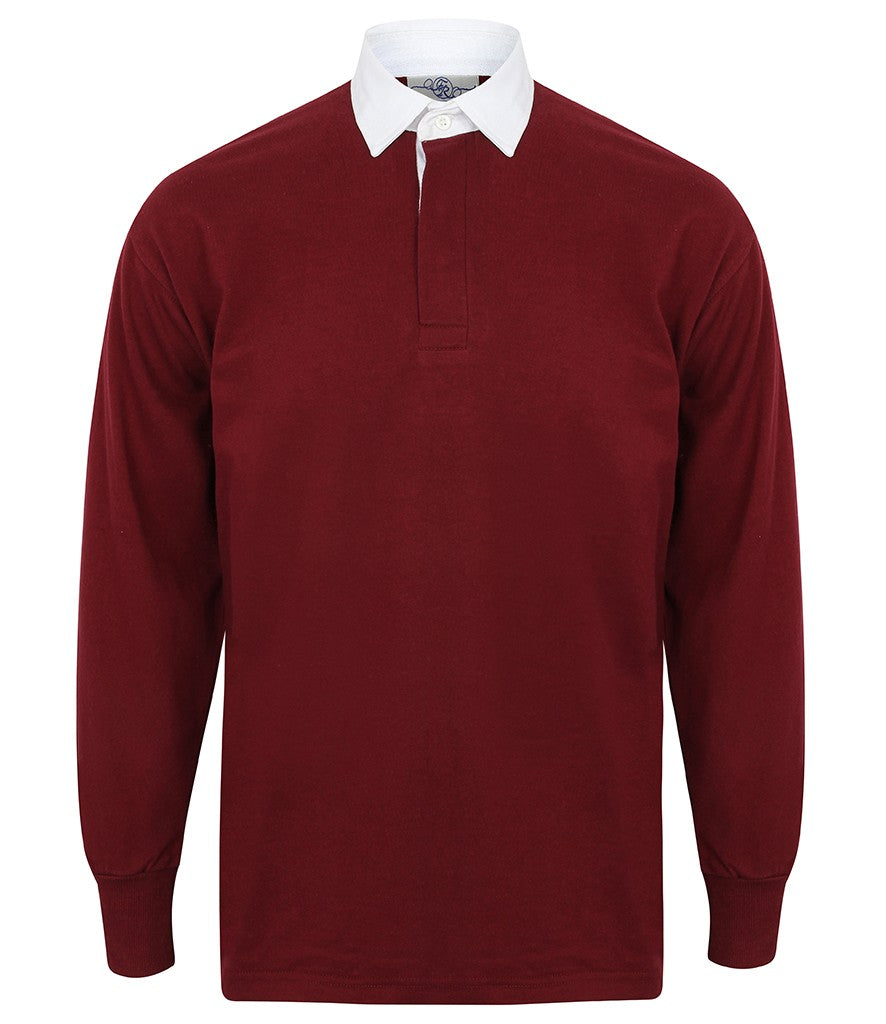Long Sleeve Classic Rugby Shirt | DEEP BURGUNDY/WHITE