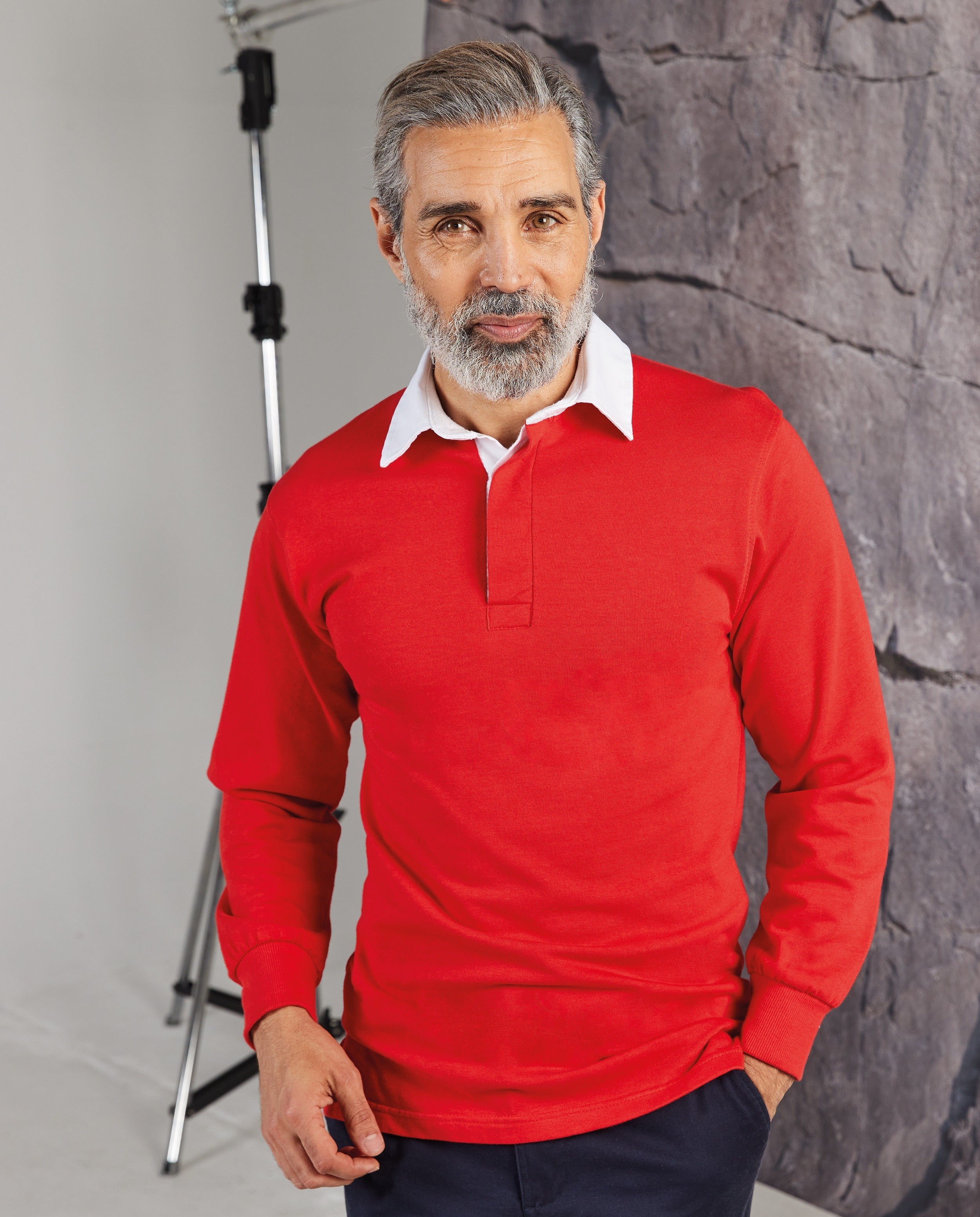 Long Sleeve Classic Rugby Shirt | RED/WHITE