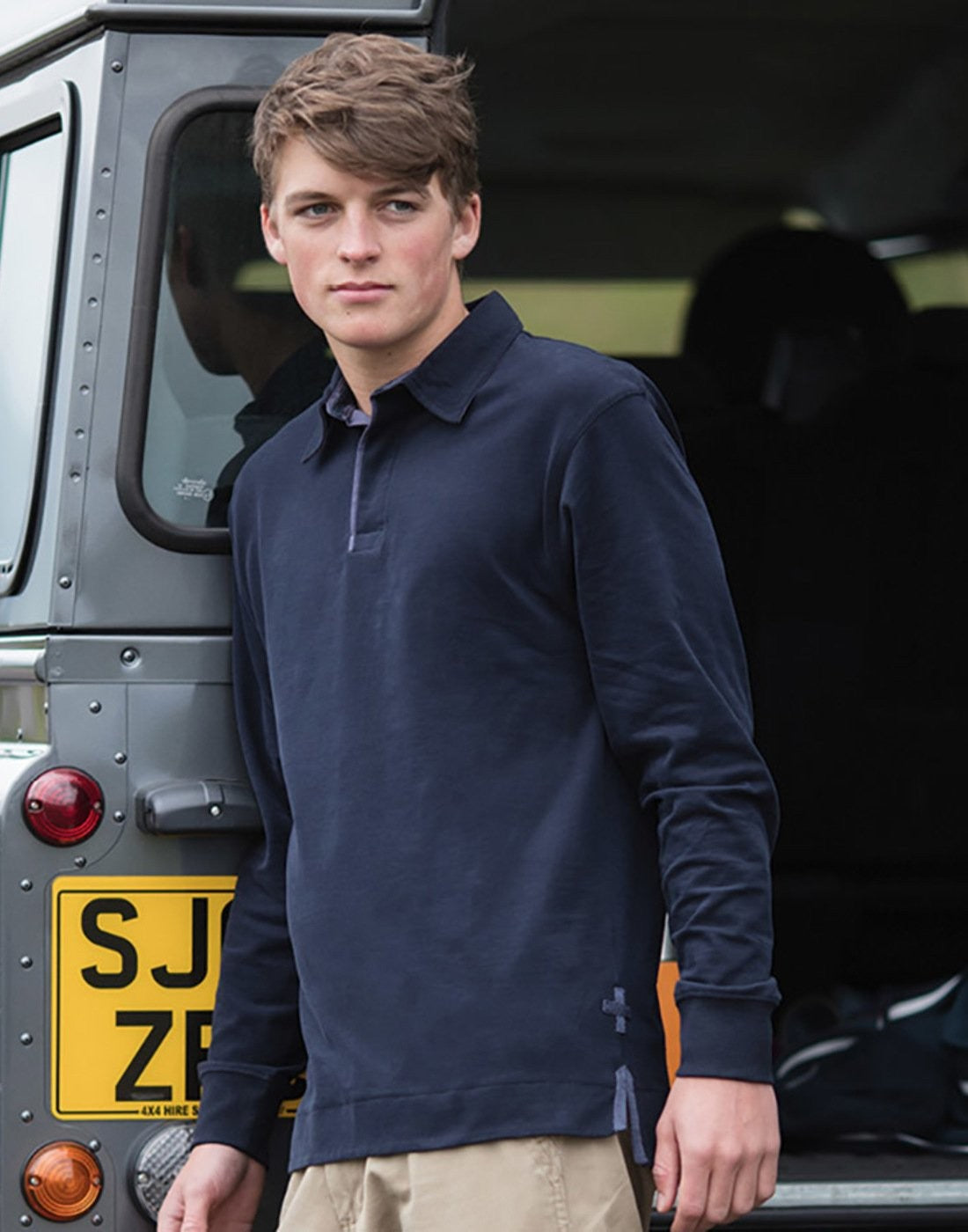 Brushed Long Sleeve Rugby Shirt | NAVY