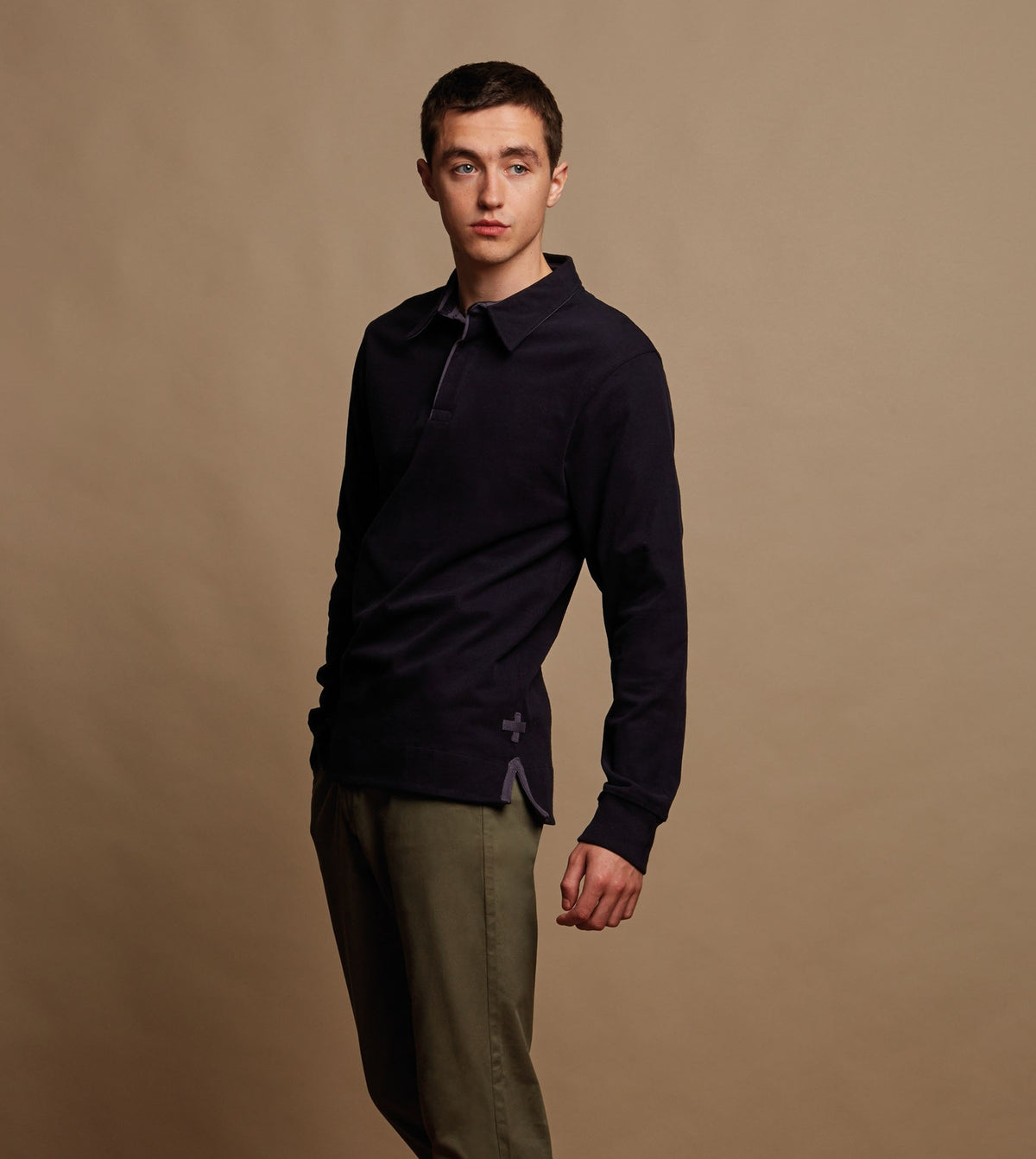 Brushed Long Sleeve Rugby Shirt | NAVY