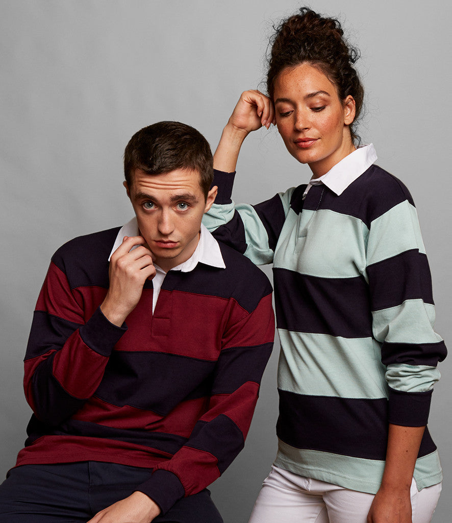 Sewn Stripe Long Sleeve Rugby Shirt | WHITE/NAVY