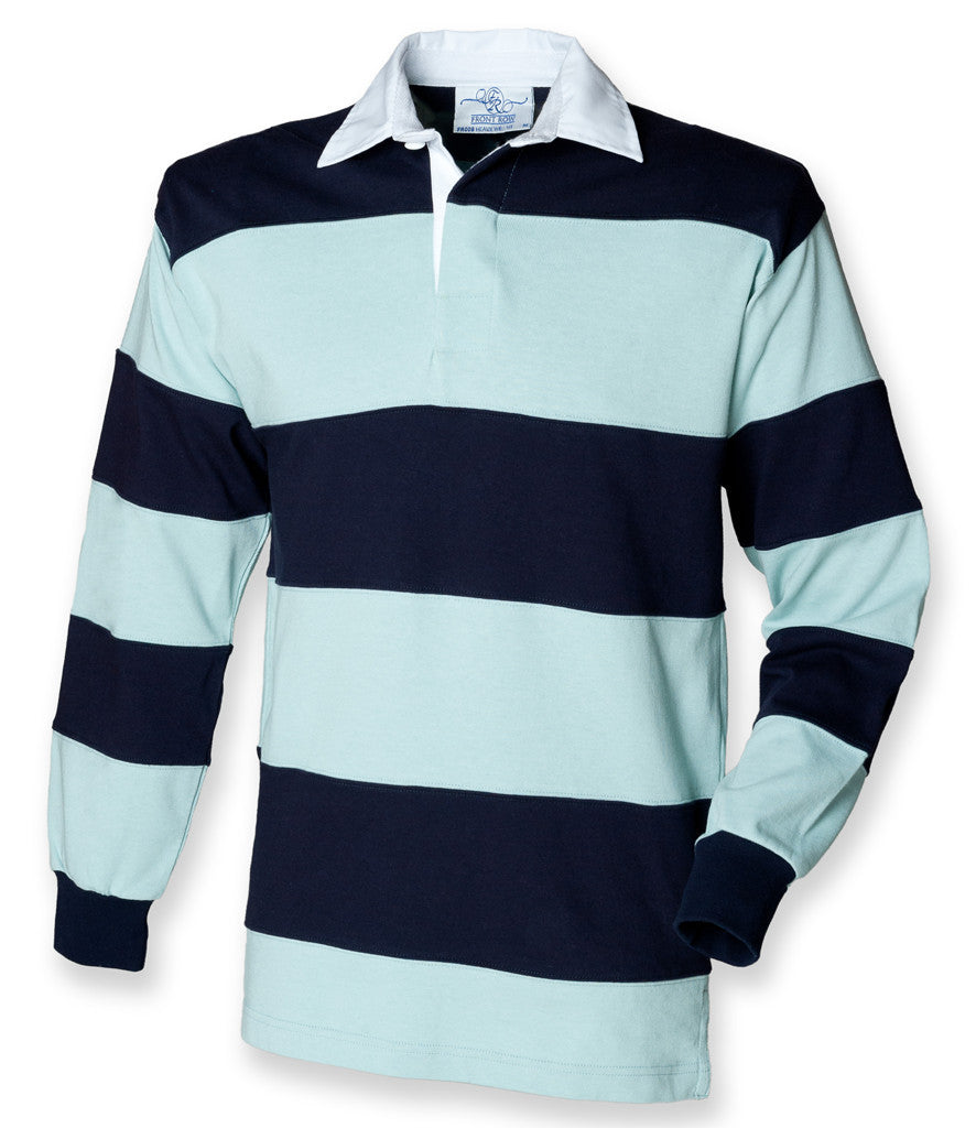 Sewn Stripe Long Sleeve Rugby Shirt | DUCK EGG/NAVY