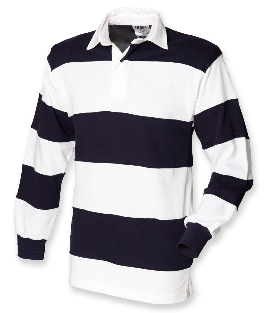 Sewn Stripe Long Sleeve Rugby Shirt | WHITE/NAVY