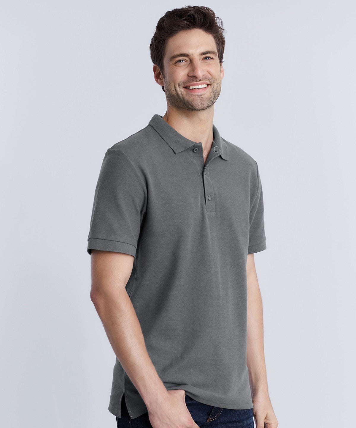 Premium Cotton Double Pique Sport Shirt | CHARCOAL