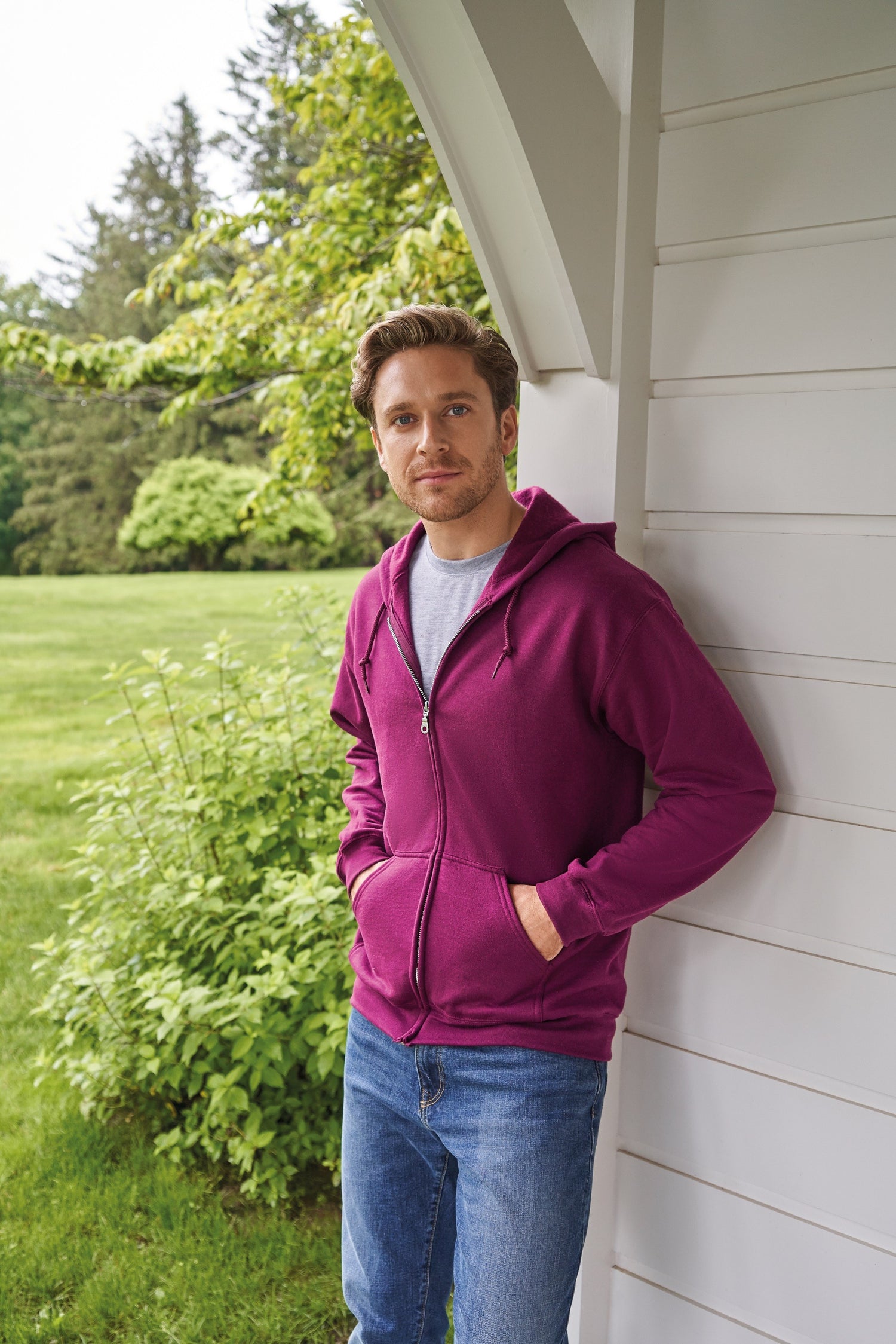 Heavyweight Blend Adult Full Zip Hooded Sweatshirt | FOREST GREEN