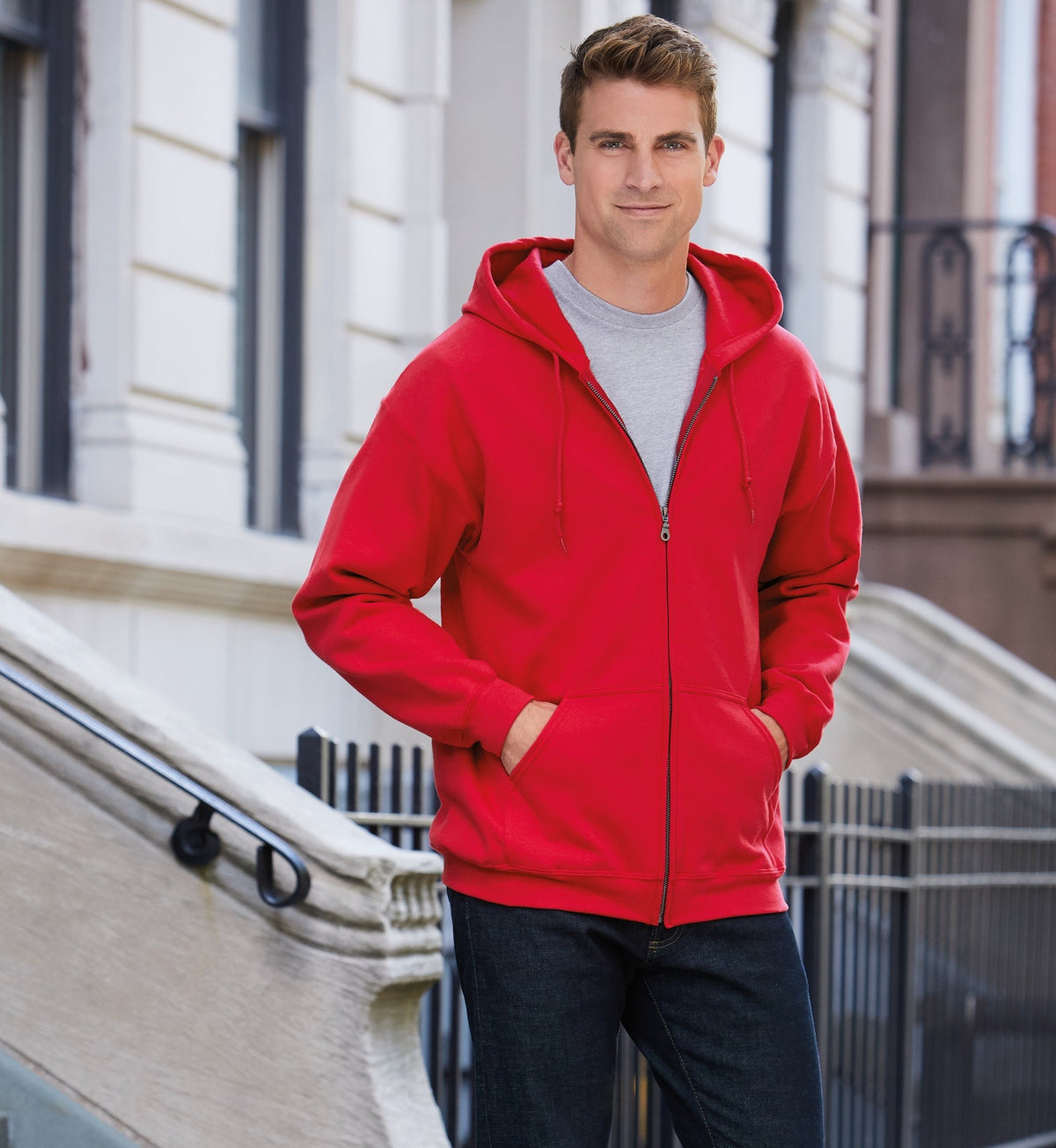 Heavyweight Blend Adult Full Zip Hooded Sweatshirt | CAROLINA BLUE