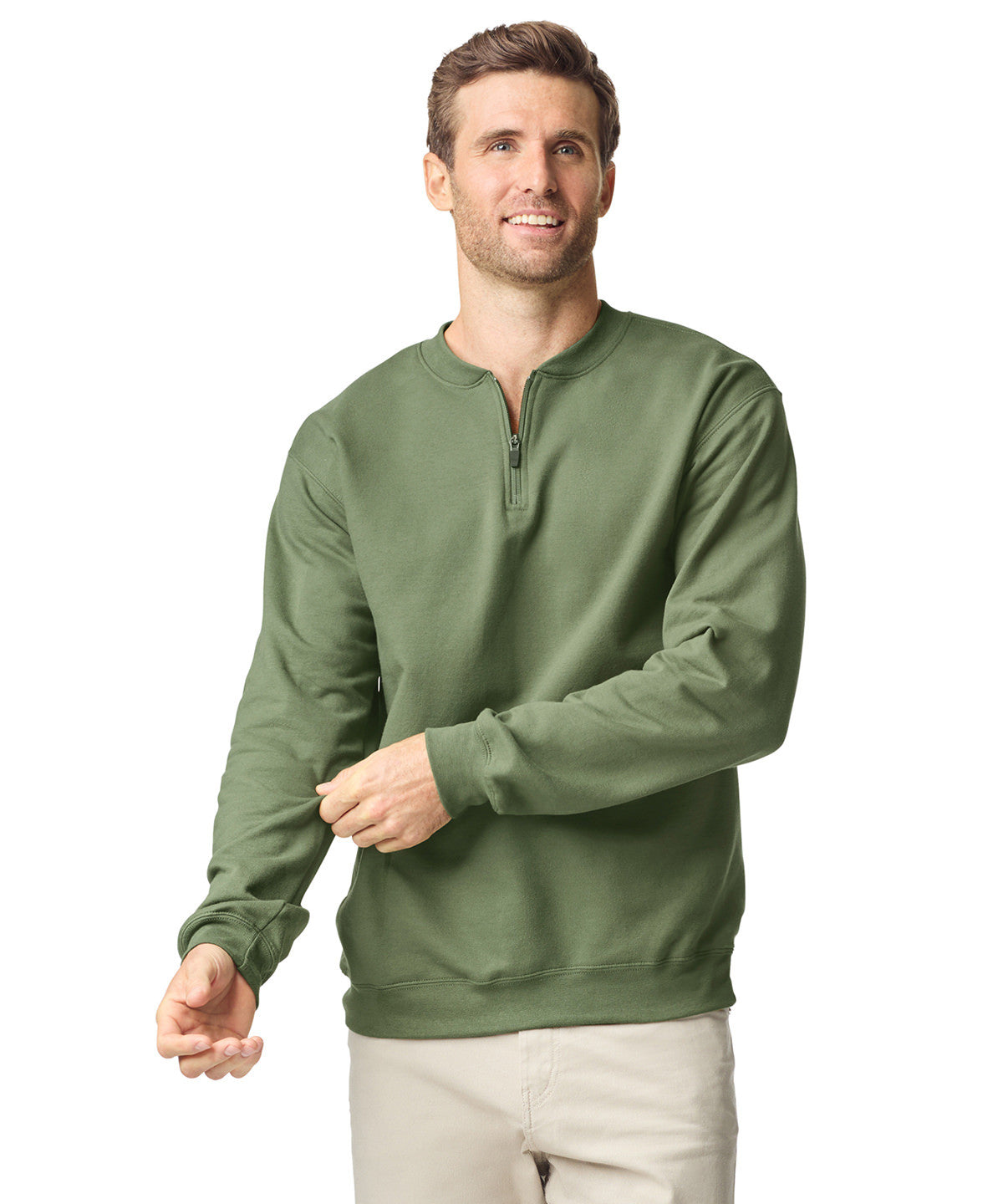 Softstyle Midweight Quarter Zip Sweatshirt | MILITARY GREEN
