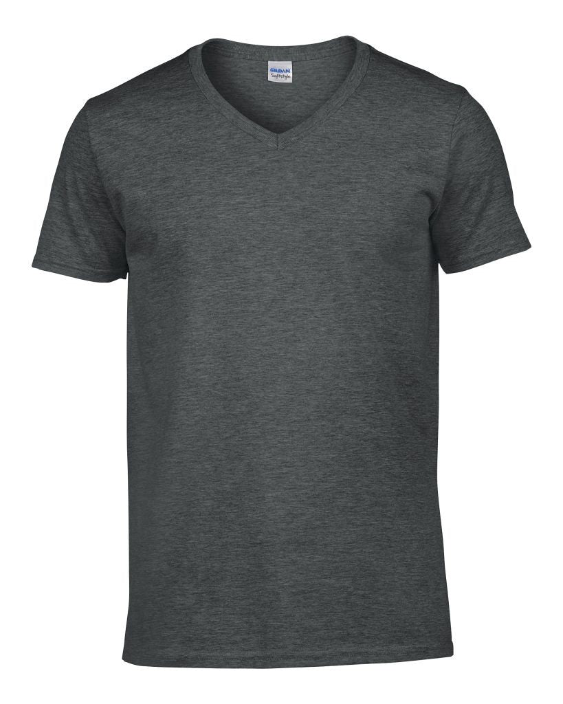 Soft Style Adult V-Neck T-Shirt | DARK HEATHER