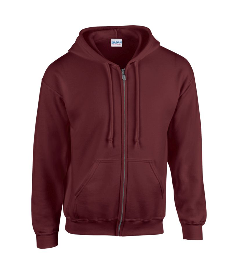 Heavyweight Blend Adult Full Zip Hooded Sweatshirt | MAROON