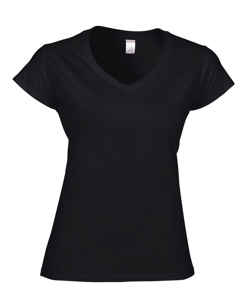 Soft Style Ladies V-Neck T-Shirt | BLACK