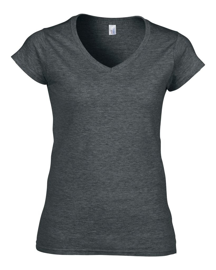 Soft Style Ladies V-Neck T-Shirt | DARK HEATHER