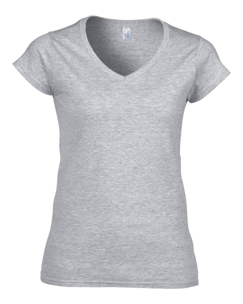 Soft Style Ladies V-Neck T-Shirt | SPORTS GREY