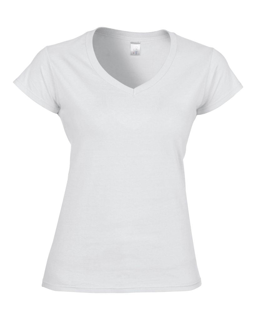 Soft Style Ladies V-Neck T-Shirt | WHITE