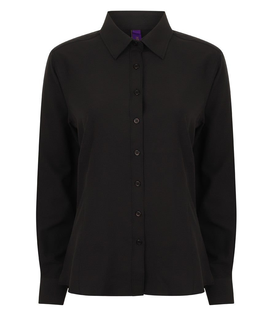 Ladies Wicking Anti-Bacterial Long Sleeve Shirt | BLACK