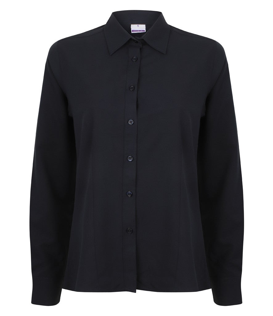 Ladies Wicking Anti-Bacterial Long Sleeve Shirt | NAVY