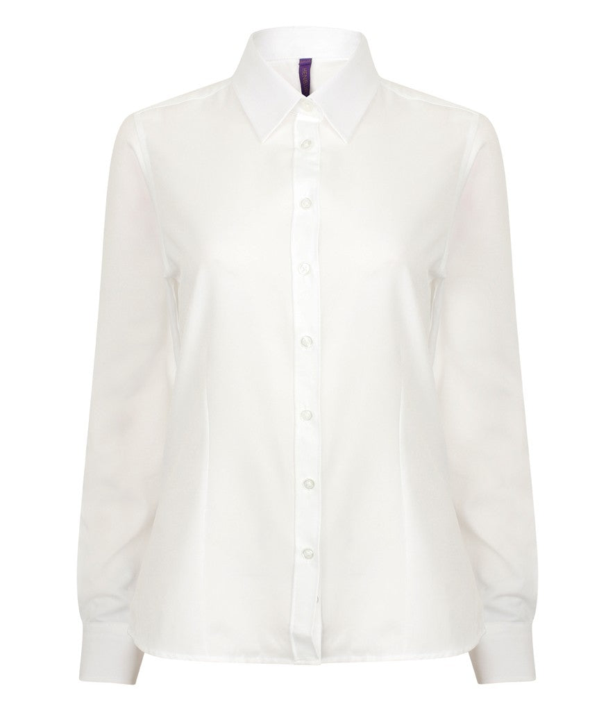 Ladies Wicking Anti-Bacterial Long Sleeve Shirt | WHITE