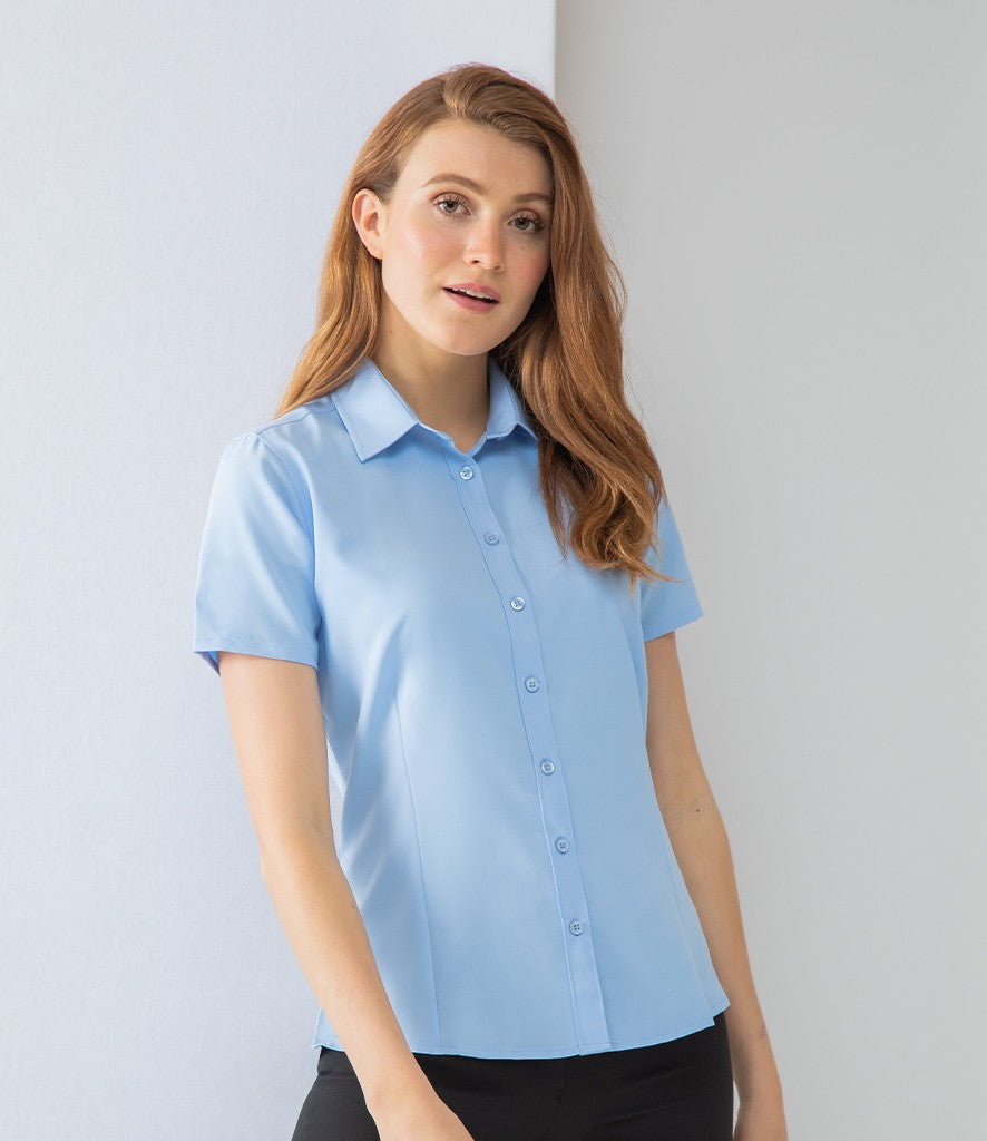 Ladies Wicking Anti-bacterial Short Sleeve Shirt | WHITE