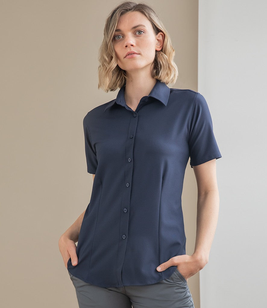 Ladies Wicking Anti-bacterial Short Sleeve Shirt | WHITE
