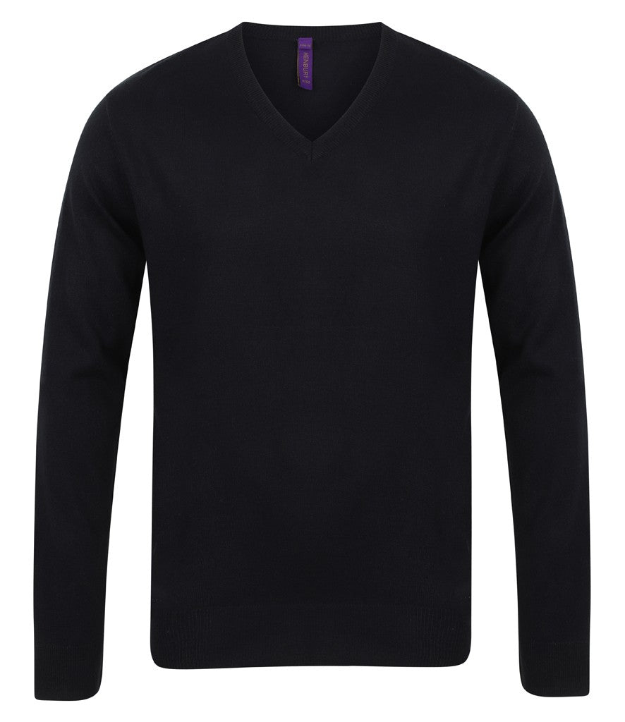 Mens Lightweight V-Neck Jumper | BLACK