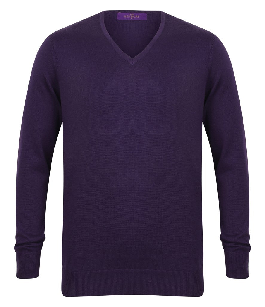 Mens Lightweight V-Neck Jumper | PURPLE