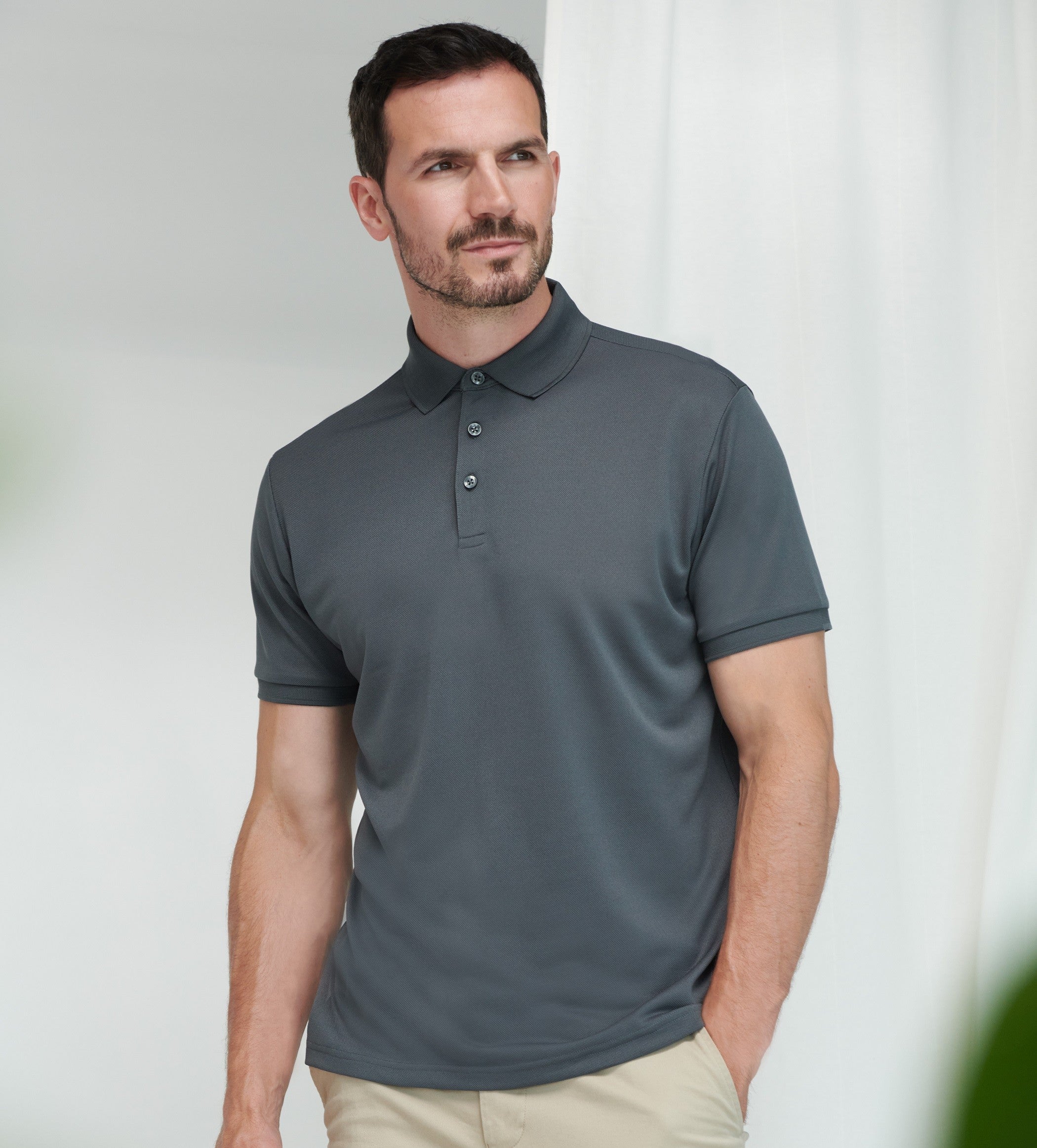 Recycled Polyester Pique Polo Shirt | BLACK