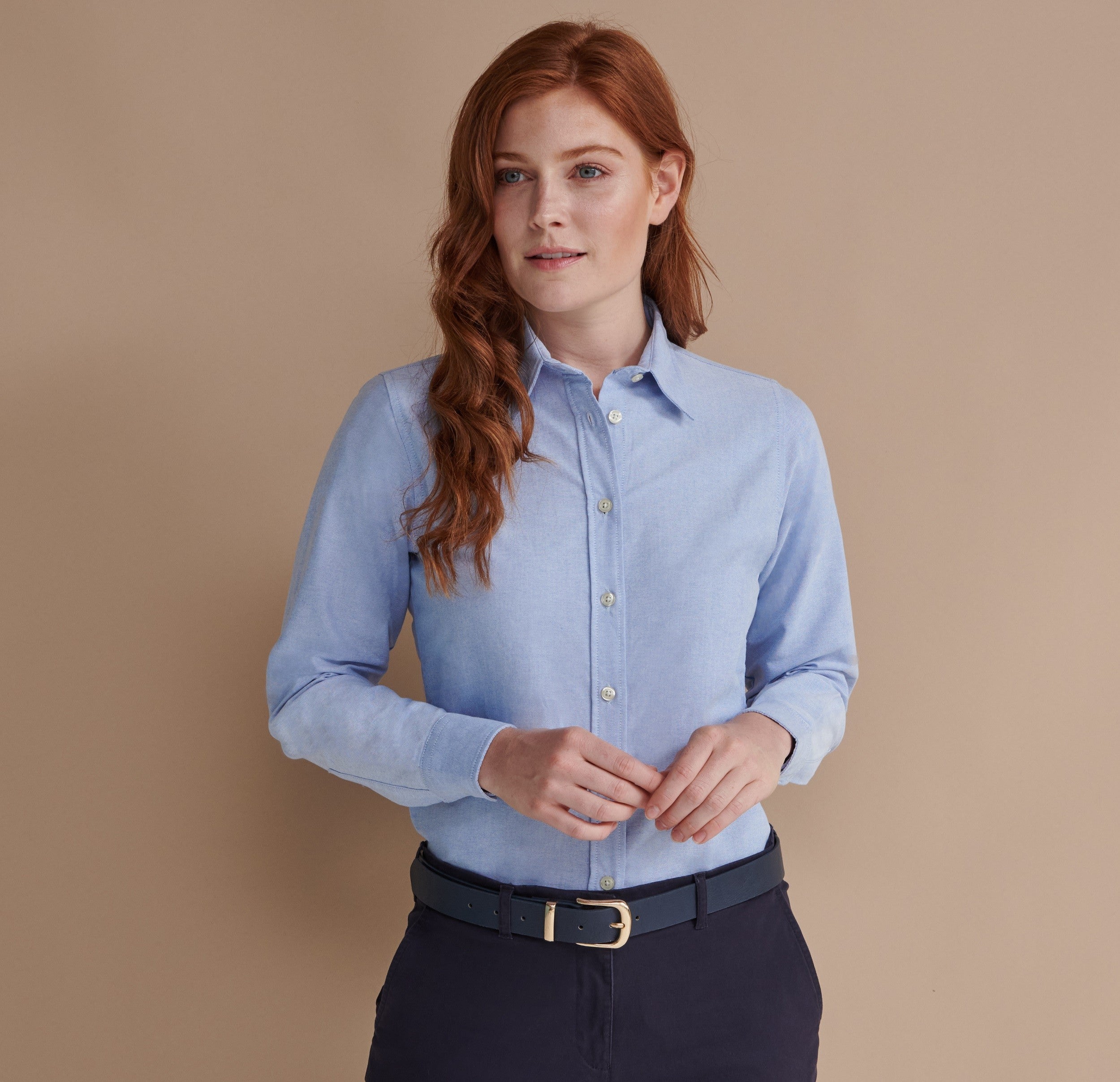 Women's Classic Long Sleeved Oxford Shirt | BLUE