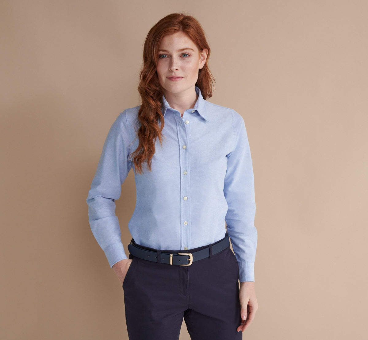 Women's Classic Long Sleeved Oxford Shirt | BLUE