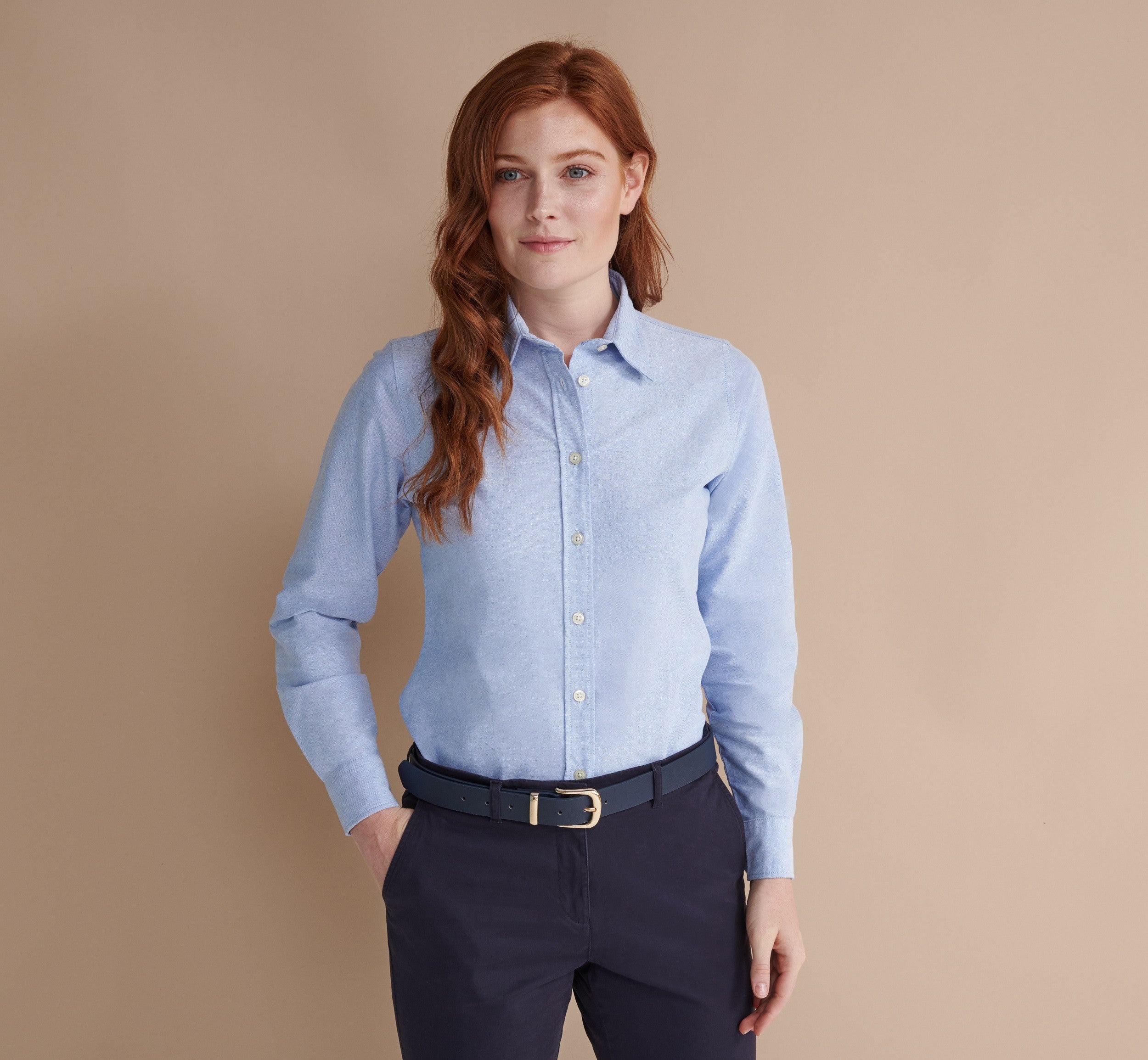 Women's Classic Long Sleeved Oxford Shirt | BLUE