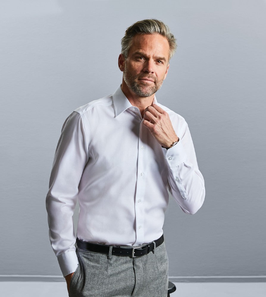 Mens Long Sleeve Tailored Ultimate Non Iron Luxury Shirt | WHITE