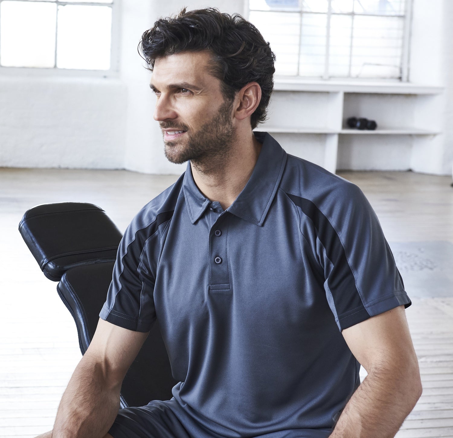 Contrast Cool Polo | CHARCOAL/LIME GREEN