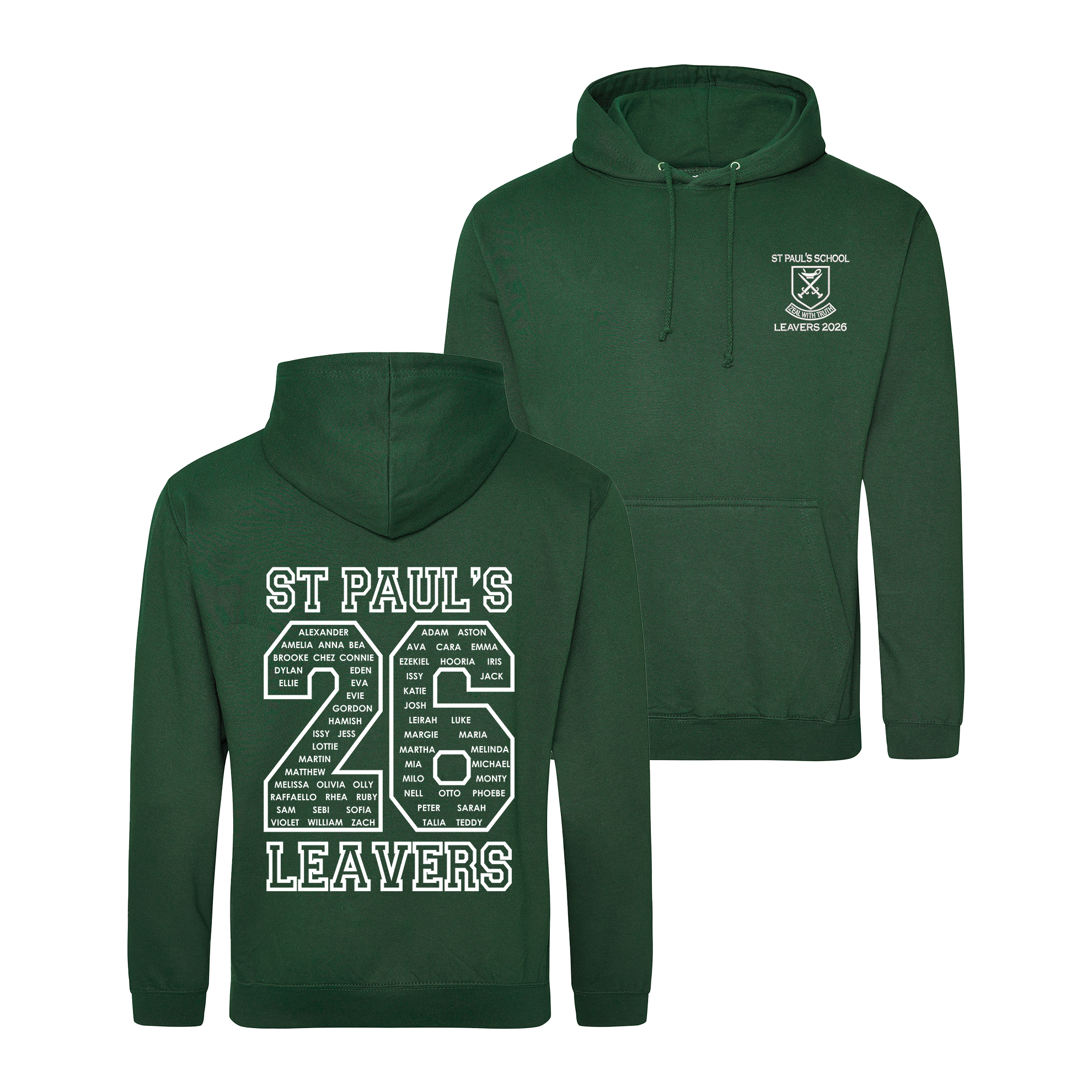 St Pauls School Leavers Hoodie | BOTTLE GREEN