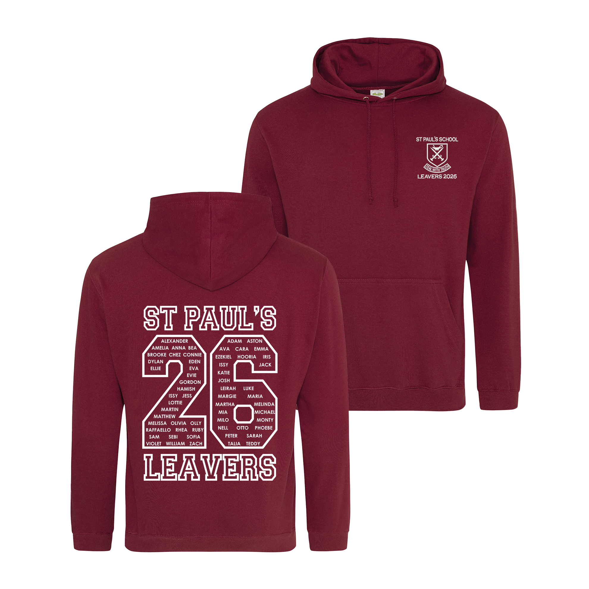 St Pauls School Leavers Hoodie | BURGUNDY
