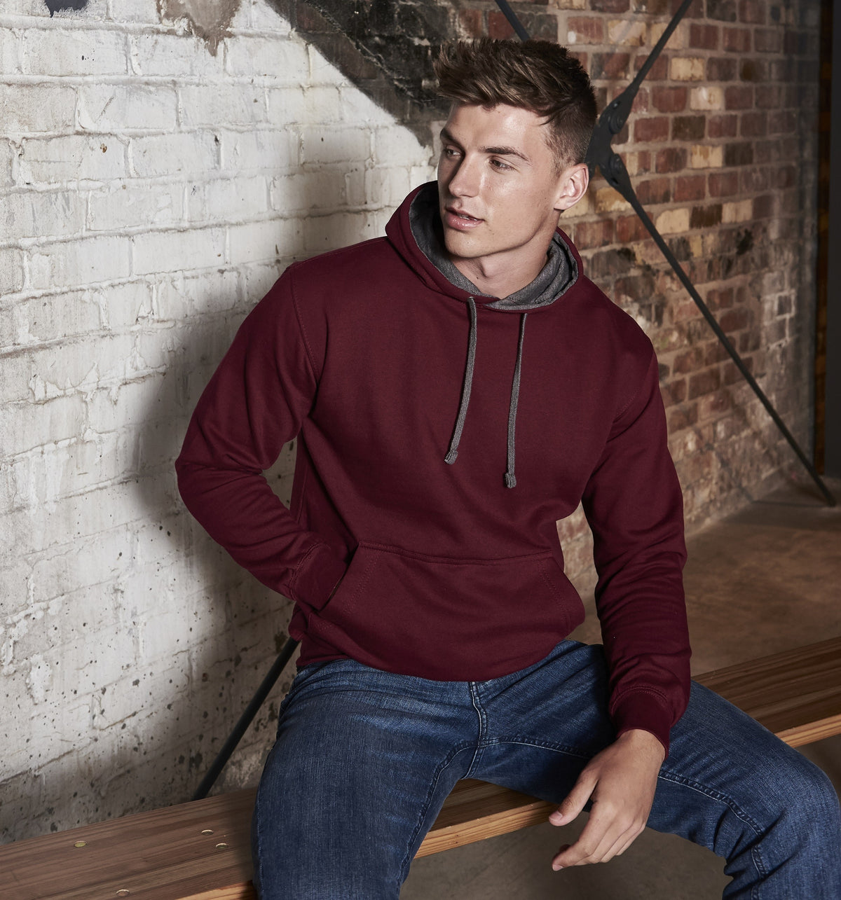 Varsity Hoodie | BURGUNDY/CHARCOAL