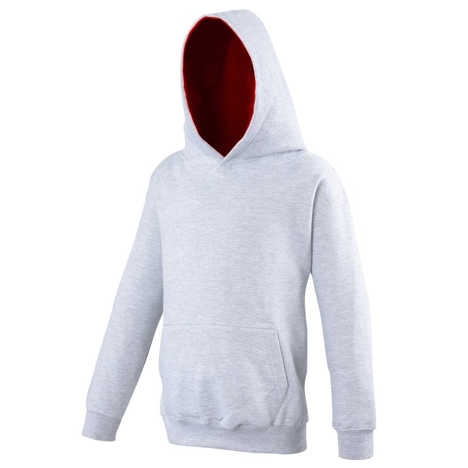 Kids Varsity Hoodie | HEATHER GREY/FIRE RED