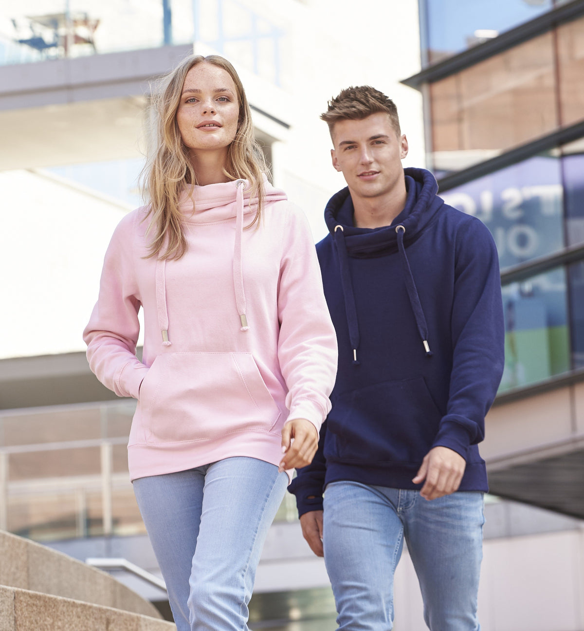 Cross Neck Hoodie | BABY PINK